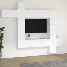 vidaXL Σετ Επίπλου Τηλεόρασης 9 Τεμαχίων Λευκό από Επεξεργασμένο Ξύλο