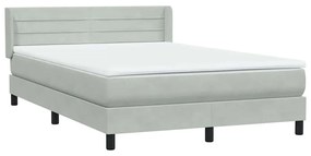 Κρεβάτι Boxspring με Στρώμα Ανοιχτό Γκρι 140x210 εκ. Βελούδινο - Γκρι