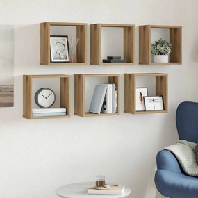 vidaXL Ράφια Τοίχου Κύβοι 6 τεμ. Αρτισιανή Δρυς 30x15x30 εκ Επεξ. Ξύλο