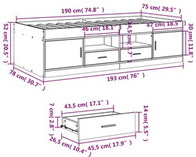 Καναπές Κρεβάτι με Συρτάρια Χωρίς Στρώμα Λευκός 75x190 εκ. - Λευκό