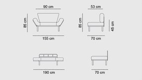 Διθέσιος Καναπές Κρεβάτι Γκρι TONNE 70x150x85