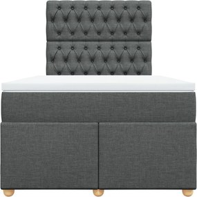 vidaXL Κρεβάτι Boxspring με Στρώμα Σκούρο Γκρι 120x200 εκ. Υφασμάτινο