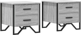 vidaXL Κομοδίνα 2 τεμ. Γκρι Sonoma 40x41x40 εκ. από Επεξεργ. Ξύλο