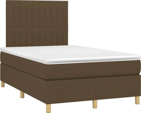vidaXL Κρεβάτι Boxspring με Στρώμα Σκούρο Καφέ 120x190 εκ Υφασμάτινο