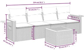 vidaXL Σετ Καναπέ Κήπου 5 τεμ. Μπεζ Συνθετικό Ρατάν με Μαξιλάρι