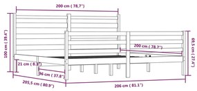 ΠΛΑΙΣΙΟ ΚΡΕΒΑΤΙΟΥ ΚΑΦΕ ΜΕΛΙ 200 X 200 ΕΚ. ΑΠΟ ΜΑΣΙΦ ΞΥΛΟ ΠΕΥΚΟΥ 3103736