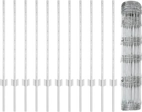 vidaXL Εξωτερική άγρια περίφραξη με στήλες 25 x 0,8 m Ασημί Δίχτυ