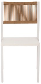 Καρέκλα Αλουμινίου Λευκή Μπεζ Rattan &amp; Textline 46x55,5x83 Υ Εκ.