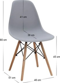 Σετ τραπεζαρία 5τμχ Allos - Nova Megapap χρώμα sapphire oak - γκρι 75x75x77εκ.