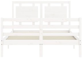 vidaXL Πλαίσιο Κρεβατιού με Κεφαλάρι Λευκό 140x200 εκ. Μασίφ Ξύλο