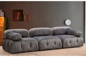 Καναπές 3θέσιος Divine βελουτέ σε χρώμα γκρι 288x95x75εκ