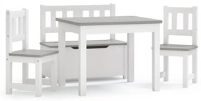 Παιδικό Σετ Τραπέζι με Καρέκλες 4 τεμ. Λευκό και Γκρι MDF - Λευκό