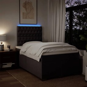 vidaXL Κρεβάτι Boxspring με Στρώμα Σκούρο Καφέ 120x200 εκ. Υφασμάτινο