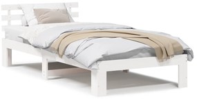 vidaXL Κρεβάτι Από Ξύλο Πεύκου Λευκό Ξύλο 80 x 200 cm Λευκό Κρεβάτι