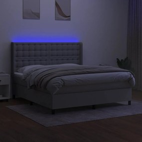 vidaXL Κρεβάτι Boxspring με Στρώμα &amp; LED Αν.Γκρι 180x200εκ. Υφασμάτινο