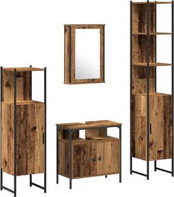 vidaXL Σετ Επίπλων Μπάνιου 4 τμχ. Παλιό Ξύλο 33 x 33 x 185,5 εκ