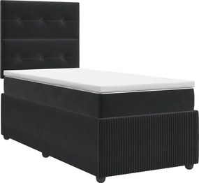 vidaXL Κρεβάτι box spring με στρώμα Μαύρο 90 x 200 cm Βελούδο