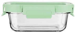 Φαγητοδοχείο Γυάλινο Click&Seal 01-26554 370ml 16,3x12,3x6,2cm Green-Clear Estia Πλαστικό, Γυαλί
