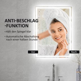 Καθρέφτης μπάνιου με LED. Διακόπτης αφής, Λευκό