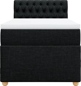 vidaXL Κρεβάτι Boxspring με Στρώμα Μαύρο 90x190 εκ.Υφασμάτινο