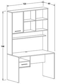 Γραφείο εργασίας London Megapap χρώμα λευκό - oak 120x60x196εκ.