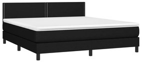 vidaXL Κρεβάτι Boxspring με Στρώμα &amp; LED Μαύρο 180x200 εκ. Υφασμάτινο