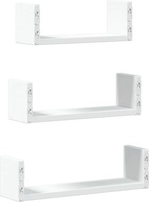 vidaXL Ράφια Τοίχου 3 τεμ. Λευκά από Επεξ. Ξύλο