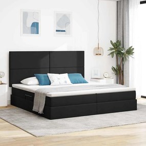 vidaXL LED Κρεβάτι αποθήκευσης με στρώμα Μαύρο 200 x 200 cm Ύφασμα