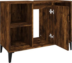 vidaXL Ντουλάπι Νιπτήρα Καπνιστή Δρυς 80x33x60 εκ. Επεξεργ. Ξύλο