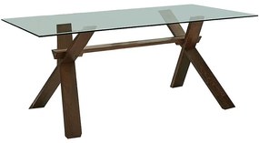 Τραπέζι PELLA Καρυδί Σκούρο Ξύλο/Γυαλί 150x90x75cm