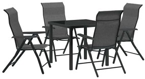 vidaXL Σέτ φαγητού για κήπο Ρυθμιζόμενο ύψος 5 pcs Γκρι Πολυ ράταν