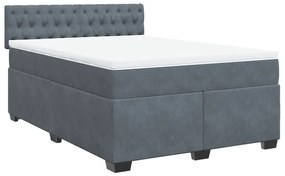 vidaXL Κρεβάτι Boxspring με Στρώμα Σκούρο Γκρι 160x200 εκ. Βελούδινο