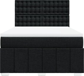 vidaXL Κρεβάτι Boxspring με Στρώμα Μαύρο 140x190 εκ. Υφασμάτινο