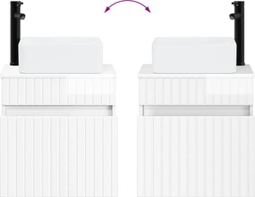 vidaXL Επιτοίχιο έπιπλο νιπτήρα μπάνιου Γυαλιστερό Λευκό