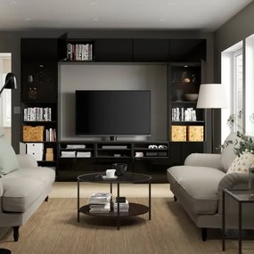 BESTÅ σύνθεση αποθήκευσης TV/γυάλινες πόρτες/συρτάρια με μαλακό κλείσιμο, 300x42x231 cm 794.110.32