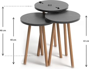 Τραπεζάκια βοηθητικά Roma Megapap χρώμα σκούρο εφέ μαρμάρου