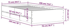 Πλαίσιο Κρεβατιού με Συρτάρια Sonoma Δρυς 75x190 εκ. Επεξ. Ξύλο - Καφέ
