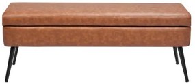VEVOR PU Leather Storage Ottoman Bench Bench with Storage and Metal Legs Brown