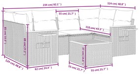 vidaXL Καναπές Σετ 7 Τεμαχίων Μαύρο Συνθετικό Ρατάν με Μαξιλάρια