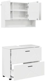 vidaXL Σετ Επίπλων Μπάνιου 2 pcs Γυαλιστερό λευκό 76,5 x 35 x 64 εκ