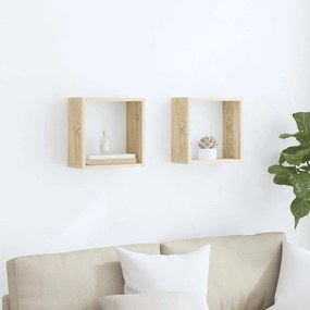 vidaXL Ράφια Κύβοι Τοίχου 2 τεμ. Sonoma Δρυς 30 x 15 x 30 εκ.