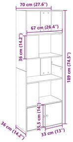 ΒΙΒΛΙΟΘΗΚΗ ΜΑΥΡΗ 70X36X189 ΕΚ. ΑΠΟ ΕΠΕΞΕΡΓΑΣΜΕΝΟ ΞΥΛΟ 3295318