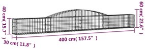 vidaXL Συρματοκιβώτια Τοξωτά 7 τεμ. 400x30x40/60 εκ. Γαλβαν. Ατσάλι