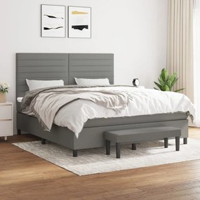 vidaXL Κρεβάτι Boxspring με Στρώμα Σκούρο Γκρι 180x200 εκ Υφασμάτιν