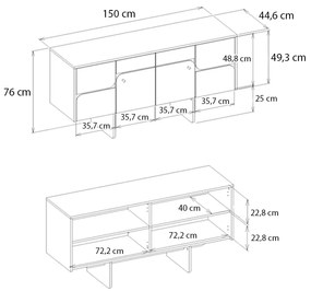 Μπουφές Lava Megapap χρώμα rota oak - ανθρακί 150x44,6x76εκ. - GP042-0294,1