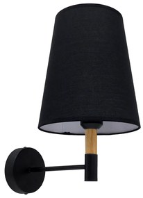 LYDFORD 01432 Μοντέρνο Φωτιστικό Τοίχου Απλίκα Μονόφωτο Μαύρο με Μπέζ Ξύλο Μεταλλικό Φ20 x Y36cm