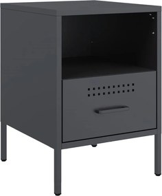 vidaXL Κομοδίνο Ανθρακί 36x39x50,5 εκ. από Χάλυβα