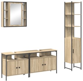 vidaXL Σετ Επίπλων Μπάνιου 4 pcs Sonoma Δρυς 33 x 33 x 185.5 εκ