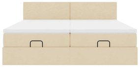 vidaXL Οθωμανικό Κρεβάτι με Στρώματα Κρέμα 200x200cm Ύφασμα