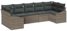 vidaXL Σετ Καναπέ Κήπου 7 pcs Γκρι Πολυ ράταν